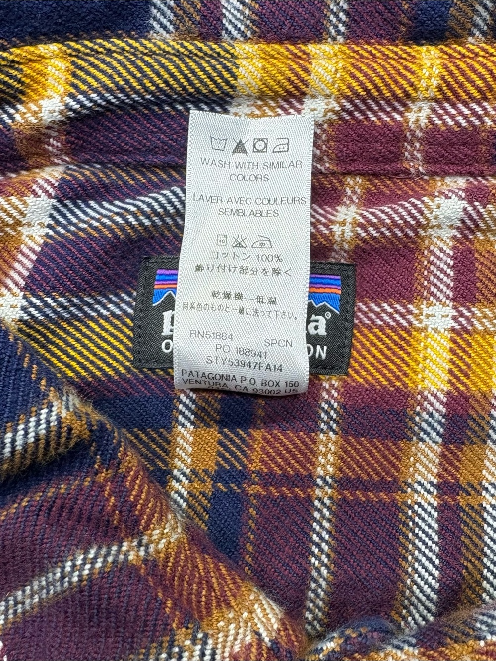 Patagonia Fjord Flannel Mens L Blue Plaid Button-Up Shirt Organic Cotton 53947 - Picture 5 of 8